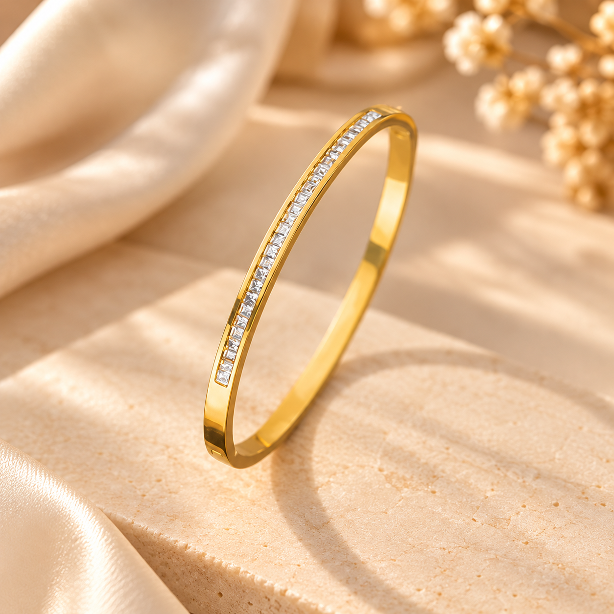 Gold diamond-set bangle