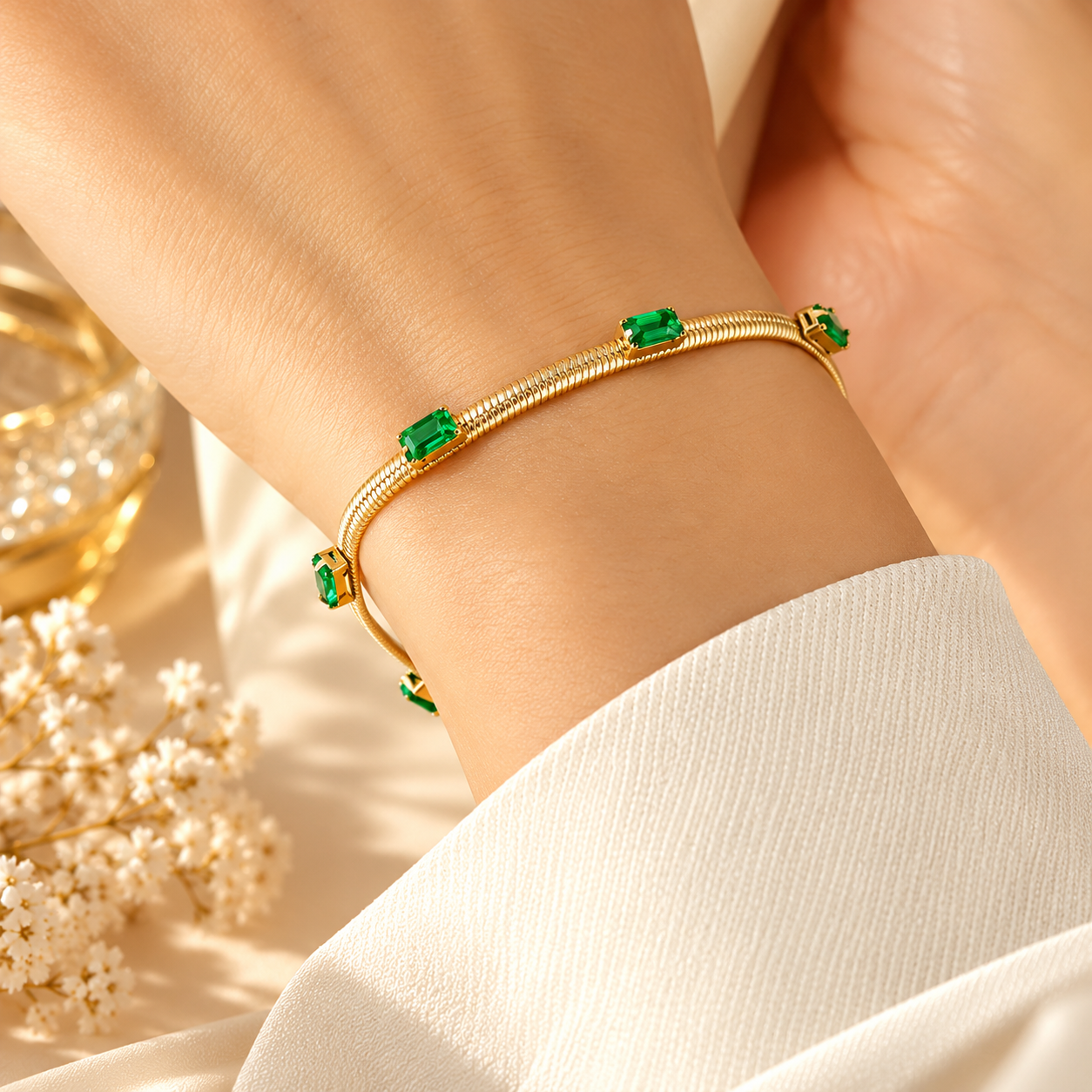 Best selling gold and emerald bracelet