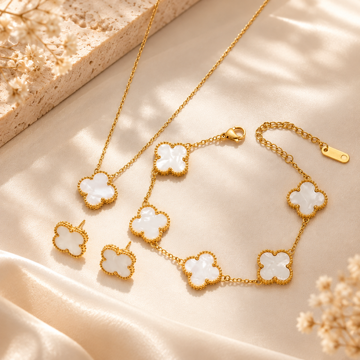 Golden clover necklace