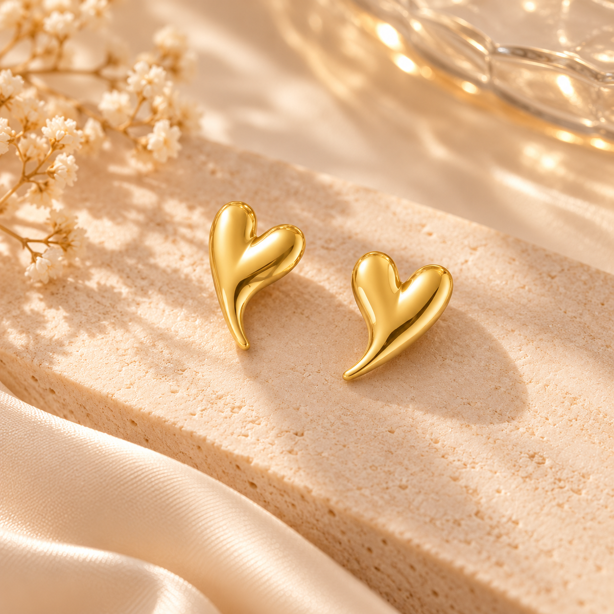 Golden heart earrings
